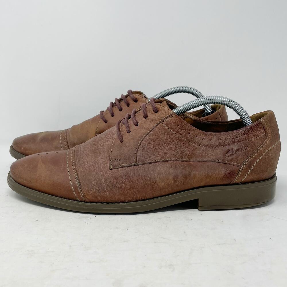 Clarks Garren Brown Leather Cap Toe Oxfords Mens Size 9